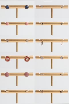 Earring Gold Assorted Circle Studs Set Of 12